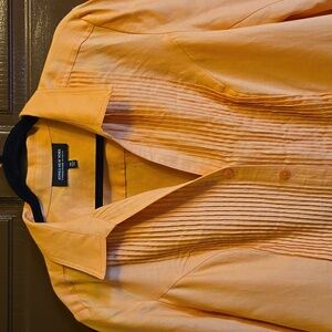 Jones New York-Linen Light orange, pleated,buttoned down Jkt. Size 14W NWT.